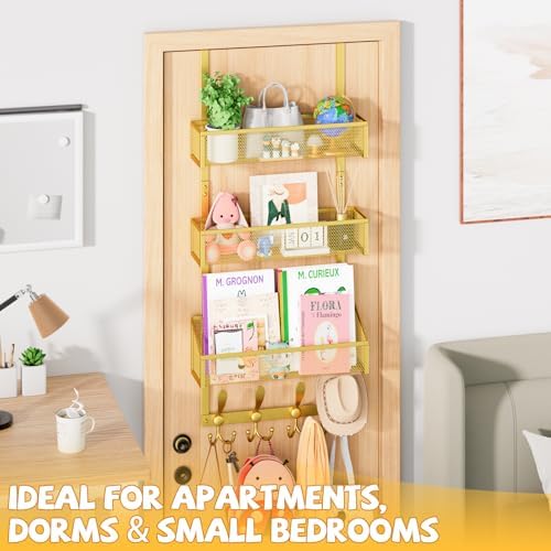 Kaiferty Over The Door Hooks Organizer, Coat Rack Over The Door Storage Hanger Towel Rack, Back of Door Storage Organizer for Bathroom,Bedroom,Kitchen,Office (Gold, 4-Tier) - Image 7
