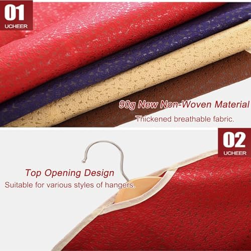 5 Pcs Non-Woven Fabrics Suit Cover Bags, Garment Bags for Hanging Clothes, Suit Bags for Closet Storage, with Transparent Window, Breathable(Brown,60 * 130cm/24 * 51in) - Image 4