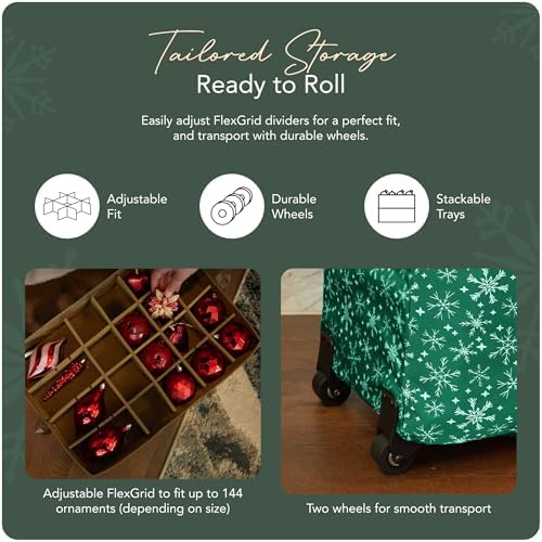 Covermates Rolling Adjustable Ornament Storage Bag, 19.25"W x 13"D x 18.5"H - Image 5