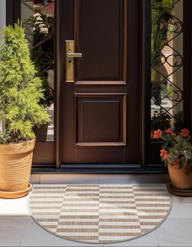 Unique Loom Outdoor Striped Collection Area Rug - Striped (3' 1" x 6' 1" Hearth Taupe/Ivory) by UniqueLoom