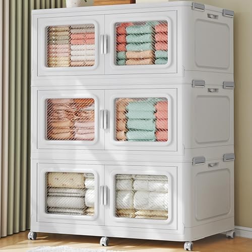 BROVIEW 660 Qt Extra Large Stackable Storage Bin with Lid, 3 Pack White by BROVIEW-EnjoytheArtofLife