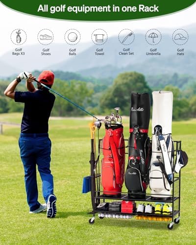 FHXZH Golf Bag Storage Garage Organizer - Golf Bag Stand with Wheels - Image 2