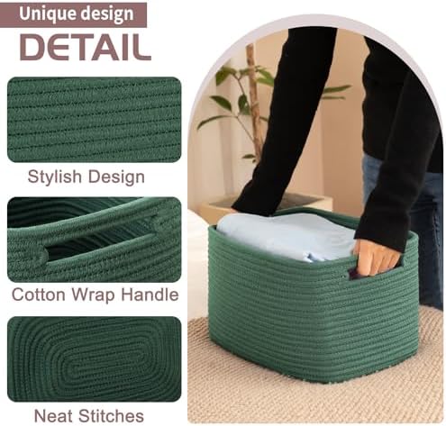 OIAHOMY 4 Pack Storage Baskets for Organizing 15L Cube Storage Bins Green - Image 3