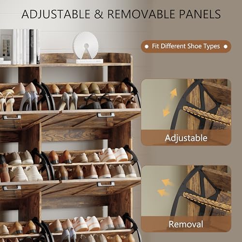 Xixini Shoe Storage Cabinet with 6 Flip Drawers, Entryway Shoe Rack, Brown - Image 4