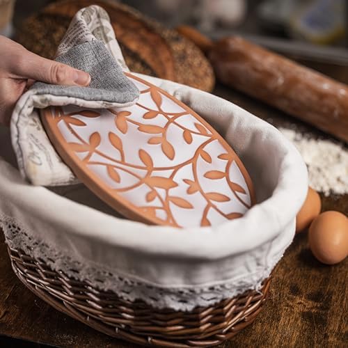 Bread Warmer Basket with Warming Stone (Large Oval 12 x 9) - Bundled w/Linen Bread Bag & Bread/Sugar Saver - Bread Baskets for Serving with liner and lid - Bread Serving Basket for Table - Image 4