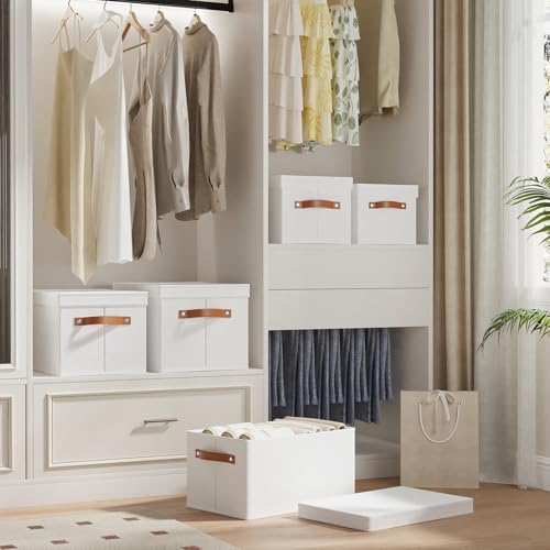 Fabric Storage Baskets,White Boxes,16.5x11.8x10.2In,3 Pack - Image 3