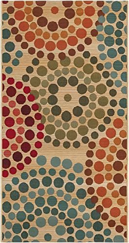 Unique Loom Outdoor Modern Collection Area Rug - Spark (2' 7" x 5' 3" Runner, Beige/ Burgundy) - Image 3