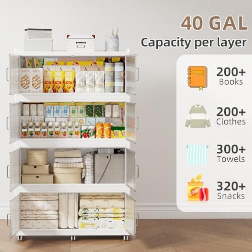 SAILUN 200Gal Extra Large Stackable Storage Bins with a Lid,White,4Pack - Image 2