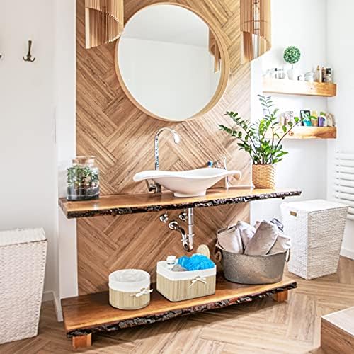 Relaxdays Set of Bamboo Storage Baskets, HxWxD: 17.5 x 32 x 23 cm, Set of 4 Bins for the Shelf or Closet, Natural Brown - Image 2
