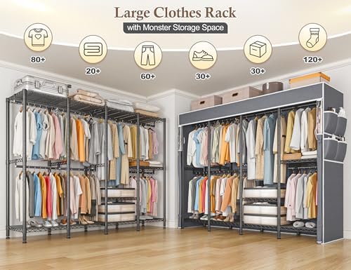 Raybee Clothes Rack Heavy Duty, 1100LBS Capacity with Cover, Sturdy Steel - Image 4