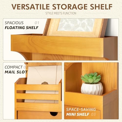 Rebee Vision Key Holder Wall Mount with Drawer for Home Decor, Light Brown - Image 6