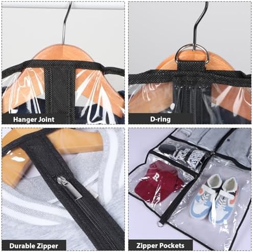 40 Inch Clear Garment Bags for Dance Costumes, 6 Pack, Black - Image 3
