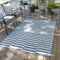 Unique Loom Outdoor Striped Collection Area Rug - Striped (10' x 14' Rectangle Blue/Ivory) by UniqueLoom