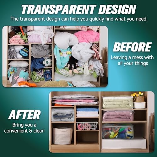 HIBAG 10 Gallon Large Storage Bag for Clothes, Zipper Clothing Storage Bag, Clear Organizer with Reinforced Handles, for Closet and Underbed Storage (4 Pack) - Image 4