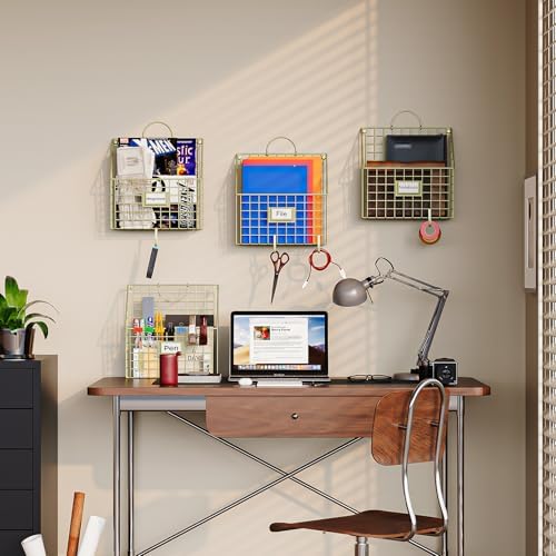 4 Packs Hanging Wall File Organizer with Hooks, Magazine Rack ,Mail Basket - Image 7