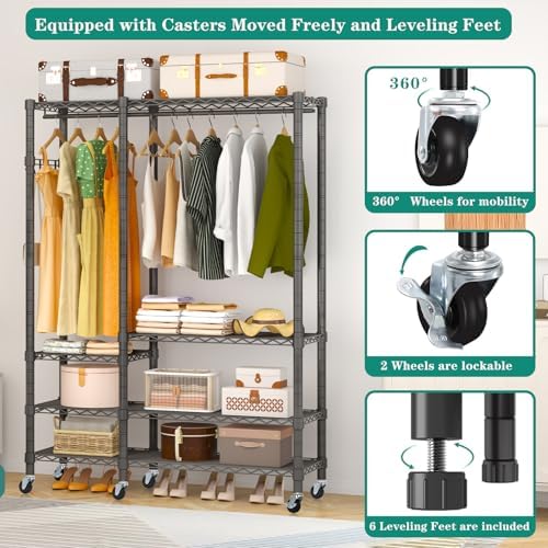 5 Tiers Wheel Portable Heavy Duty Garment Rack - Image 5