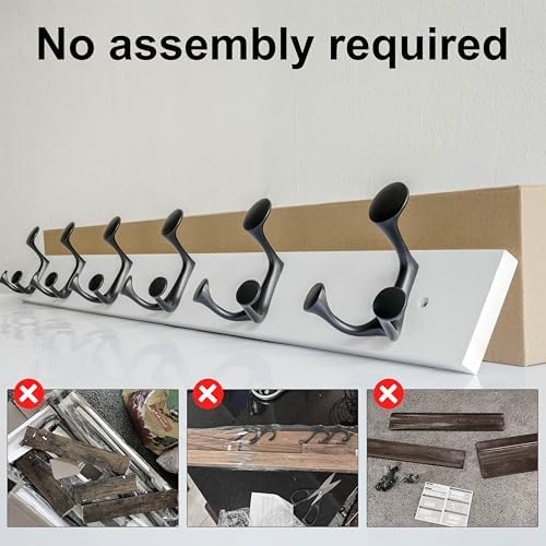 SKOLOO 36-Inch White Wood Coat Rack Wall Mount with 6 Triple Hooks - Ideal for Family Entrances, Classrooms, and Pet Supplies Storage - Perfect Coat Hooks for Wall - Image 5