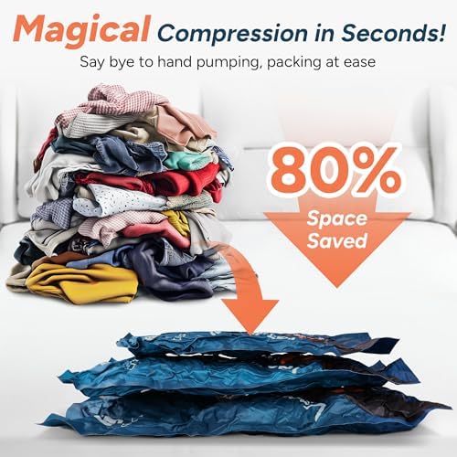 2026 Upgraded Vacuum Travel Bags Oxford Cloth Compression Packing Bags with Privacy Protection Space Saver for Luggage Suitcase Reusable Travel Essentials for Clothes Pillows (S/M/L) - Image 6
