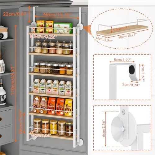 IBUYKE Over the Door Spice Organizer,Door or Wall Mount,Natural TLJ028R - Image 4