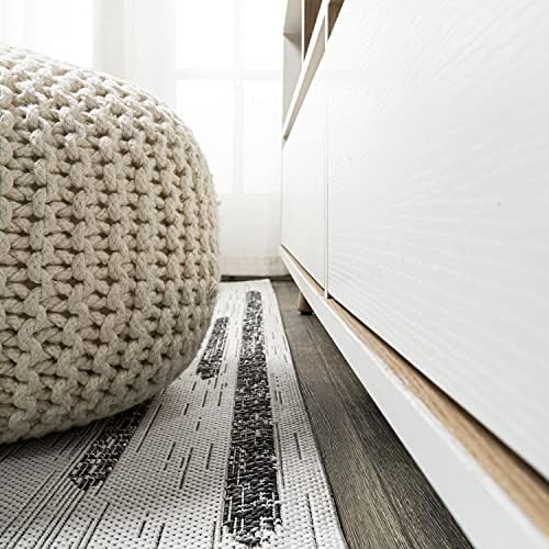 JONATHAN Y Stripe Geometric Indoor Outdoor Runner Rug 2X10 Ivory/Black, Zolak Berber for Backyard, Patio, Porch, Easy-Cleaning, High Traffic, Pet-Friendly, Non-Shedding (SMB124D-210) - Image 5