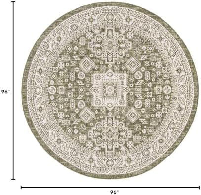 Rugs.com - Outdoor Aztec Rug – 8 Ft Round Green Indoor/Outdoor Rug – Perfect for Patios, Decks, and Porches - Image 2