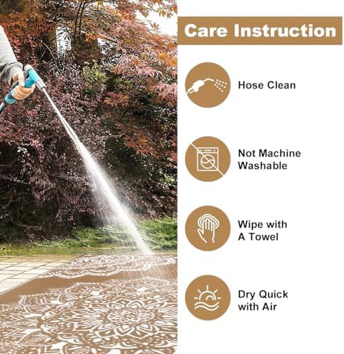 Yamaziot Waterproof Outdoor Rug 9x12 ft, Reversible Plastic Straw Rug for Patio Clearance, Camping, RV Mat, Large Outside Rug Carpet for Porch, Deck, Backyard, Balcony, Picnic (Brown) - Image 5