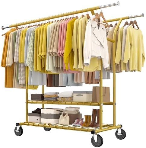 Raybee 74" W Clothes Rack 630 LBS Heavy Duty Double Rods Adjustable Size by Raybee