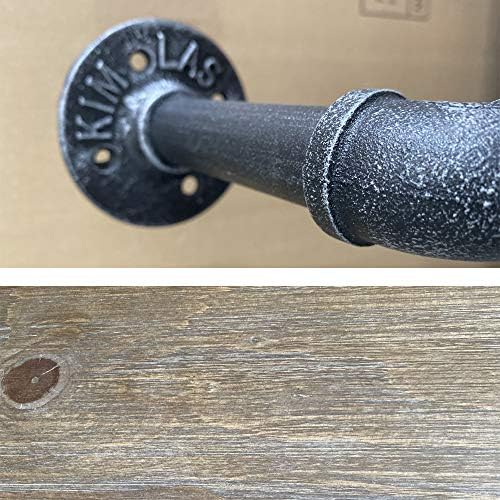 Tianman 40" W,Industrial Detachable Wall Mounted Black Iron wooden Garment Bar,Pipe Clothes Rack,Heavy Duty pipe clothing rack, Multi-Purpose Hanging Rod for Closet Storage (40" W) - Image 4