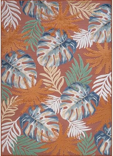 Luul Home Floral Indoor Outdoor Rugs 8x10 Large Area Rug for Living Room, Patio Decor, Kitchen, and Entryway Rug, Washable Stain Resistant Outside Carpet Orange 8 x 10 - Image 3