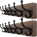 WEBI Rustic Coat Rack Wall Mount,24" Long 6 Cast Iron Coat Hooks Wall Mounted,Heavy Duty Wood Wall Coat Hanger Hooks for Hanging Coats,Jacket,Clothes,Backpack,Farmhouse,Rustic Brown,2 Packs by WEBI