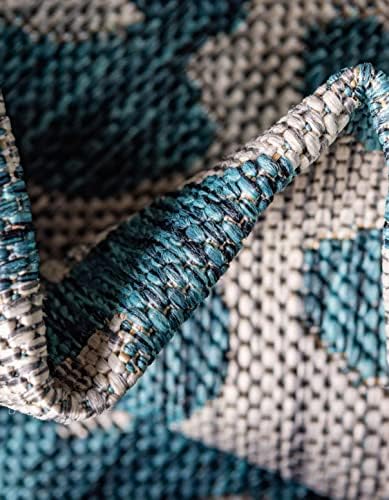 Unique Loom Outdoor Safari Collection Area Rug - Leopard (13' Square, Teal/ Ivory) - Image 6