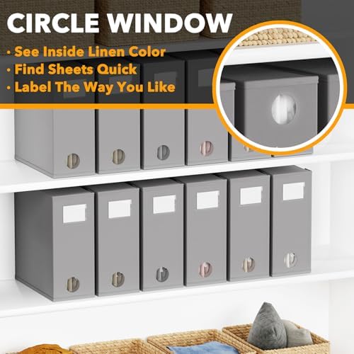 SpaceAid 12 Pack Bed Sheet Organizers and Storage, Foldable Sheet Organizer for Linen Closet, Sheets Set Folder Keeper with Window XL (Queen & King Size) Bedding Container (Gray, 12 Pack) - Image 4