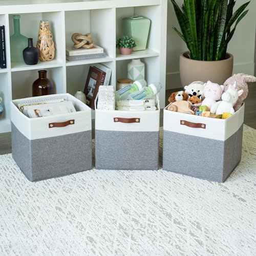 OrganiHaus 13x13 Cube Storage Bins, Set of 4 - Fabric Storage Cubes - Image 4