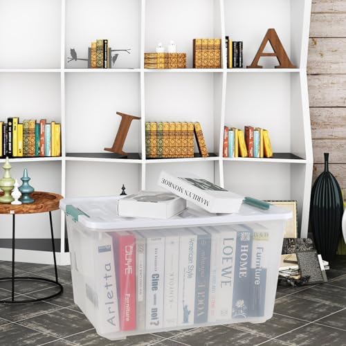 85 Quart Clear Plastic Latching Box with Wheels, 2 Pack - Image 4