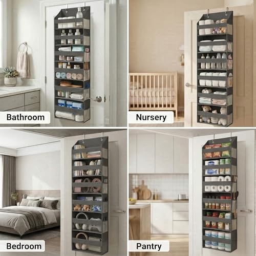 HOMELUX THEORY Over the Door Organizer, 6-Tier, 100D Fabric, Dark Gray 2pc - Image 5