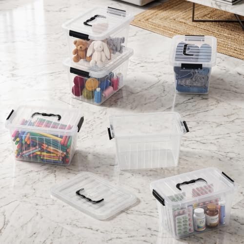 Citylife 7 Qt Clear Plastic Storage Bins with Lids and Handle Small 6 Pack - Image 6