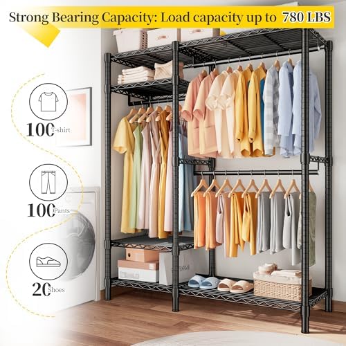 Raybee Clothes Rack with Shelves, Heavy Duty Loads 780LBS, Space-Saving - Image 2