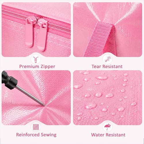 Songrey Extra Large Heavy Duty Moving Bags, 8 Pack, Pink - Image 3