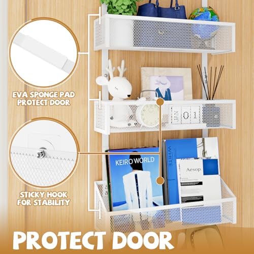 Kaiferty Over The Door Hooks Organizer, Coat Rack Over The Door Storage Hanger Towel Rack, Back of Door Storage Organizer for Bathroom,Bedroom,Kitchen,Office (White, 4-Tier) - Image 4