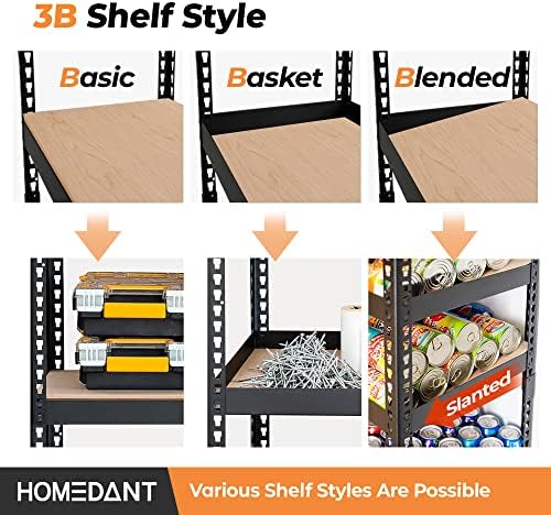 HOMEDANT 35.9" W 5 Tier Heavy Duty Garage Shelving Adjustable Metal Rack Storage Shelves Standing Shelf Unit Organizers Pantry Closet Black 2Pack - Image 4