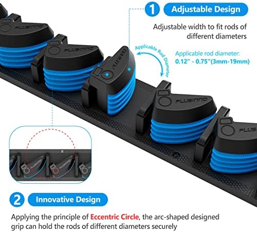 PLUSINNO 4 Pack Vertical Fishing Rod Rack, Wall Mounted Fishing Rod holder, 4 Packs Fishing Pole Holders Hold Up to 36 Rods or Combos, Fishing rod holders for garage, Fishing Gear and Gifts for Men - Image 4