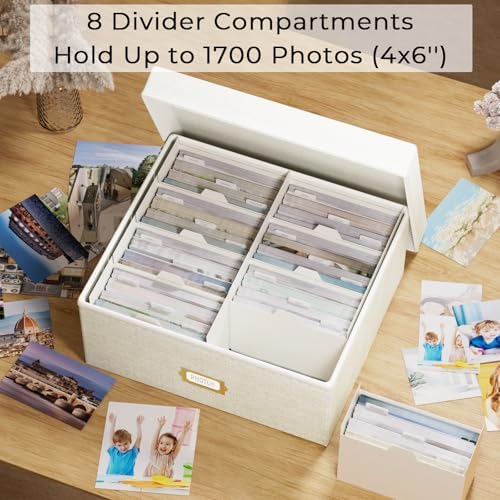 Decorative Photo Storage Box, 2 Pack Linen Photo Box Hold 1700 4x6 Pictures - Image 2
