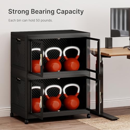 544QT Stackable Storage Bins with Lids, 136Gal Foldable Storage Cabinets - Image 3