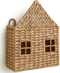 Wicker Magazine Holder Wall Basket Hanging Wall Mount Mail Rack Holder Storage Water Hyacinth House Shaped Woven Hanging Basket for Books & Files with Handle Home Office, 13.8 x 11 Inch by Unknown
