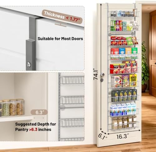 ElegantArray 9-Tier Pantry Door Organizer, Light Gray - Image 2