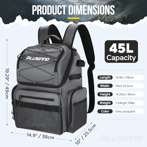 PLUSINNO Cooler Fishing Backpack with Rod Holders 45L Large Water-resistant Fishing Tackle bag Store Fishing Gear Fishing Gifts for Men Father - Image 3