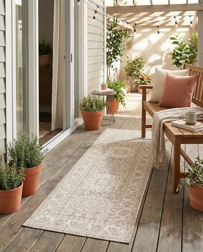 Rugs.com - Outdoor Aztec Rug – 6 Ft Runner Light Gray Indoor/Outdoor Rug – Weather-Resistant Flatweave Runner for Patios, Decks, Porches, and High-Traffic Entryways by Rugscom