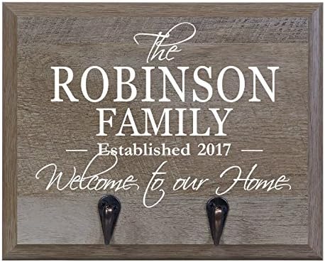 Rooms Organized Personalized Re-Engineered Family Name Barn Wood Decor Wall Mounted Coat Hat and Dog Leash Rack Storage with 2 Metal Hooks 10" w x 8" h 4.25" deep by LifeSongMilestones