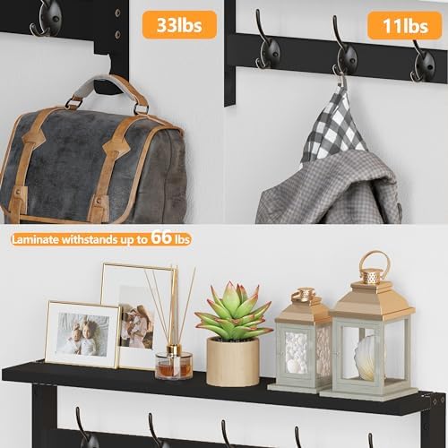 AMBIRD Coat Rack Wall Mount with Shelf, 28.9 Inches Coat Hooks Wall Mounted with 5 Hooks, Hat Wall Hooks for Hanging in Entryway, Living Room, Bathroom, Bedroom (Black, 28.9 * 4.5 inches) - Image 5