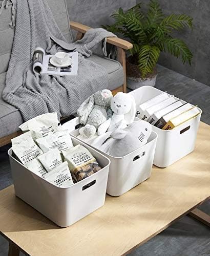 Set Of 4 Plastic Storage Bins,11.8×8×10 Inch Versatile Kitchen Pantry Organization and Storage,for Plastic Storage Container Under Bed,Under Sink Bathroom Organizer (White, 4L.) - Image 4